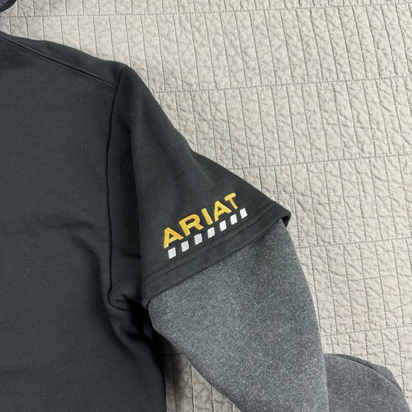 Ariat Sweatshirt Men's Medium Rebar Workman Dually Hoodie Black Gray - Picture 3 of 13